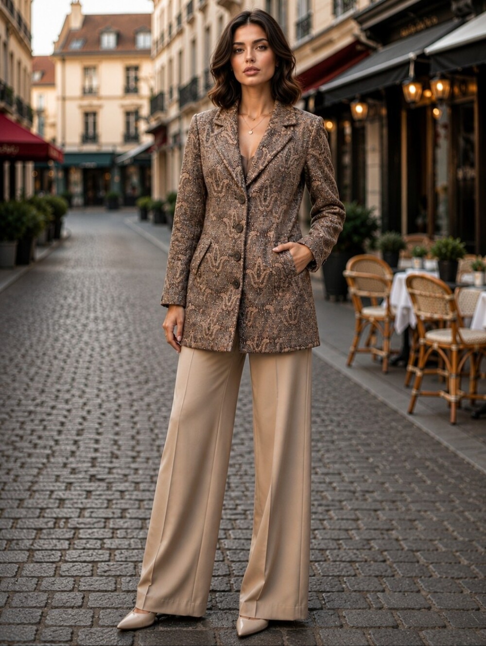 Cleo Petites Metallic Paisley Jacquard Coat Size 4 |Quiet Lux Tailored Jacket